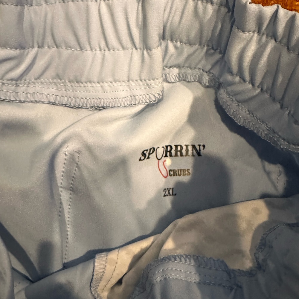 Ceil Blue Scrub Jogger Pants | Patterned Pocket Detail | Elastic Waist - Picture 8 of 11